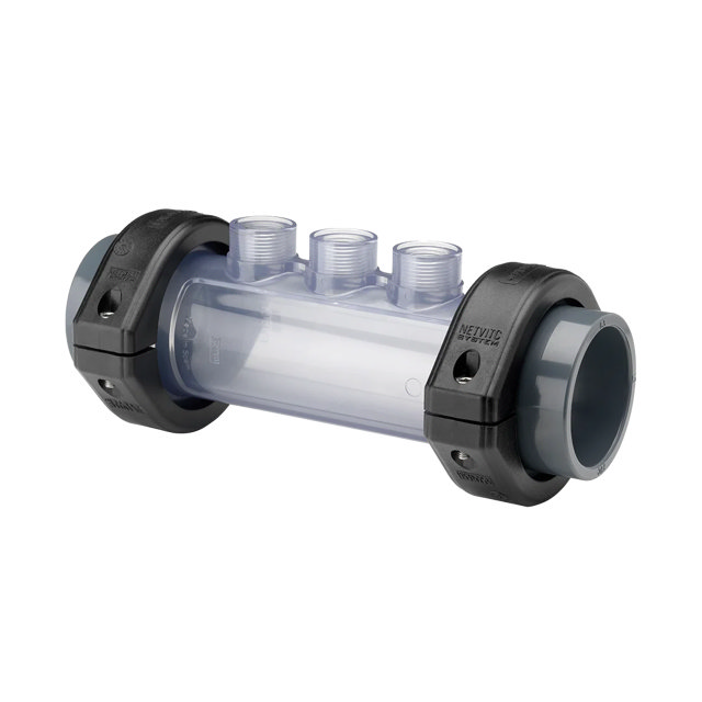 Probe holder transparent, with connection 3 x 1/2