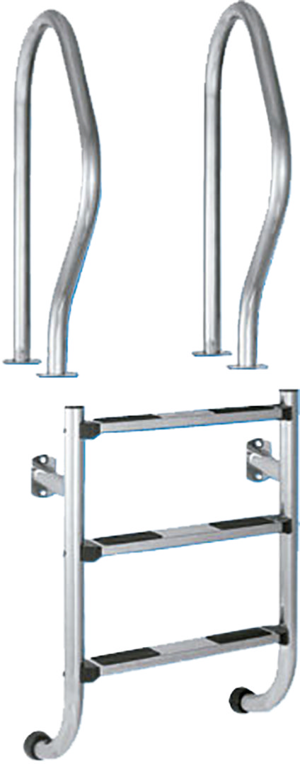 Ladder 2-piece 3 steps stainless steel 316 (with assembly kit)