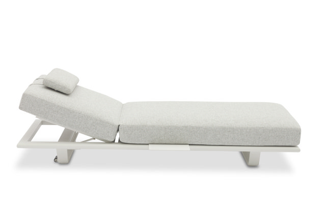 STAY FLEX single sunlounger white frame + pillow stone