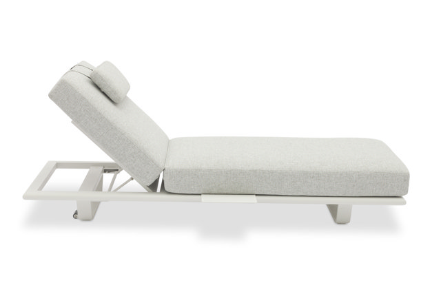 STAY FLEX single sunlounger white frame + pillow stone