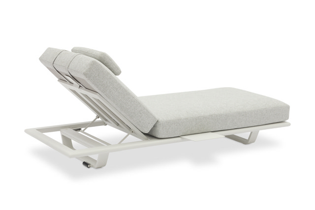 STAY FLEX single sunlounger white frame + pillow stone