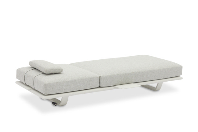 STAY FLEX single sunlounger white frame + pillow stone