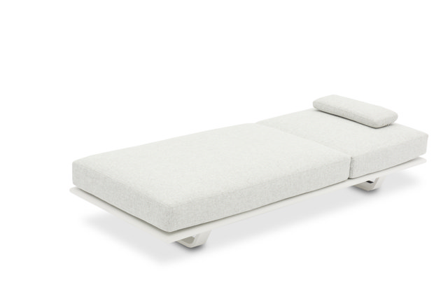 STAY FLEX single sunlounger white frame + pillow stone