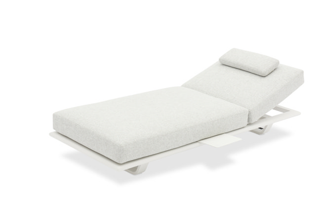 STAY FLEX single sunlounger white frame + pillow stone