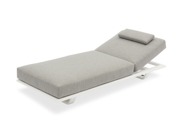 STAY FLEX enkel solstol vit ram + kudde askgrå