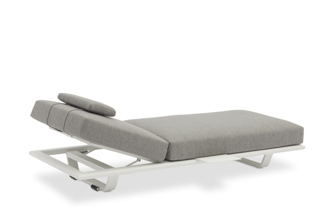 STAY FLEX enkel solstol vit ram + kudde askgrå