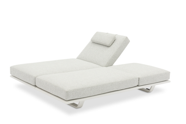 STAY FLEX double sunlounger white frame + pillow stone