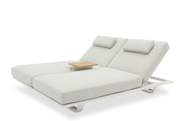 STAY FLEX double sunlounger white frame + pillow stone