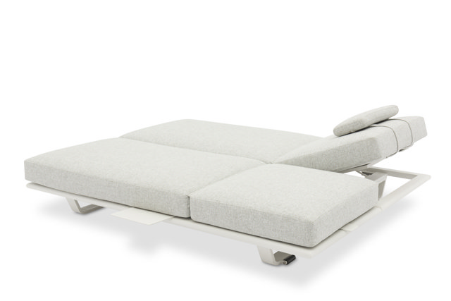 STAY FLEX double sunlounger white frame + pillow stone