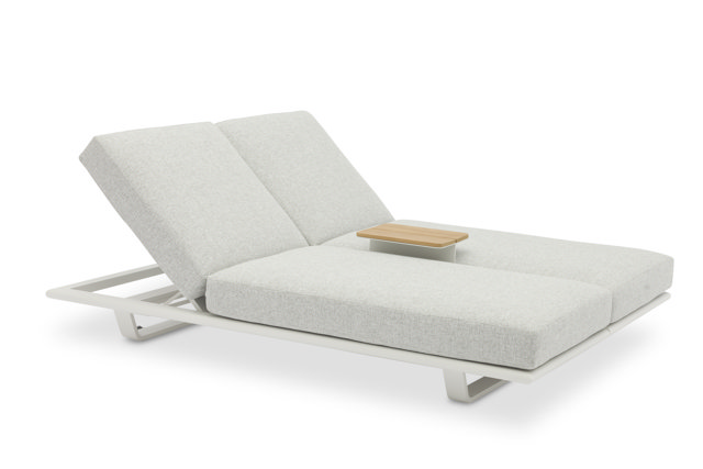 STAY FLEX double sunlounger white frame + pillow stone