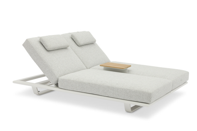 STAY FLEX double sunlounger white frame + pillow stone