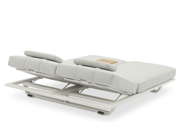 STAY FLEX double sunlounger white frame + pillow stone