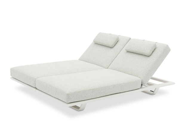 STAY FLEX double sunlounger white frame + pillow stone