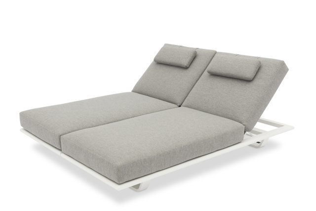 STAY FLEX double sunlounger white frame + pillow ashgrey