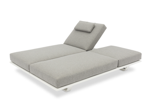 STAY FLEX double sunlounger white frame + pillow ashgrey