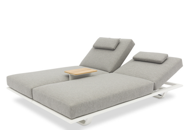 STAY FLEX double sunlounger white frame + pillow ashgrey