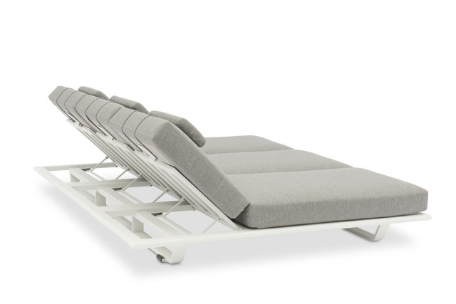STAY FLEX double sunlounger white frame + pillow ashgrey