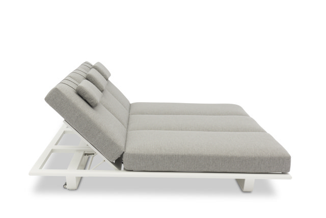 STAY FLEX double sunlounger white frame + pillow ashgrey