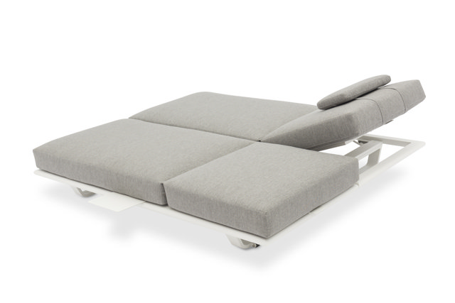 STAY FLEX double sunlounger white frame + pillow ashgrey