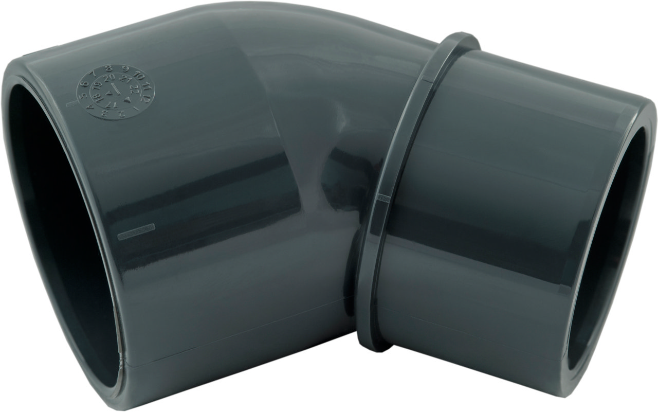 PVC-armbåge 45° avsmalnande PN16