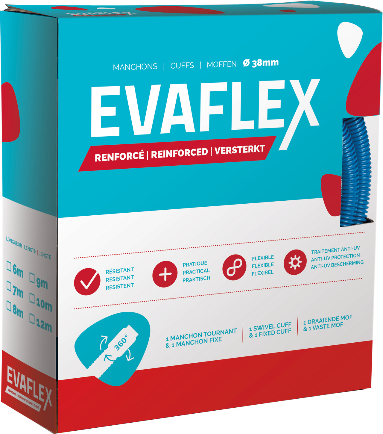 EVAFLEX Reinforced pool vacuum hose Ø 38mm