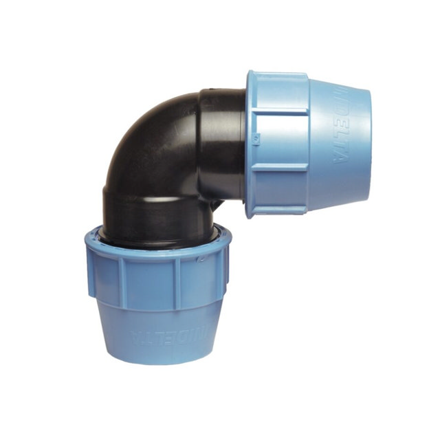 PE klemkoppeling knie 90° 63mm