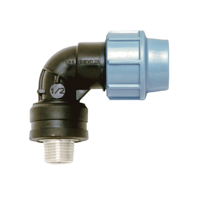90° male tee PE fitting with brass threaded insert - Ø 50x1
