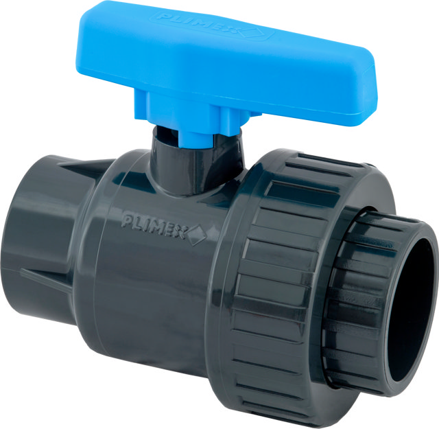 PVC Kulventil med Single Union PN16 - 50mm