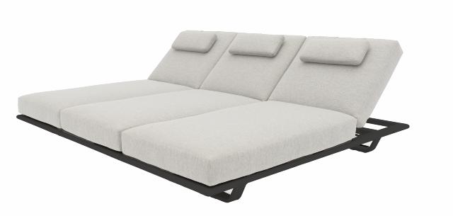 STAY FLEX triple sunlounger stone/ charcoal frame