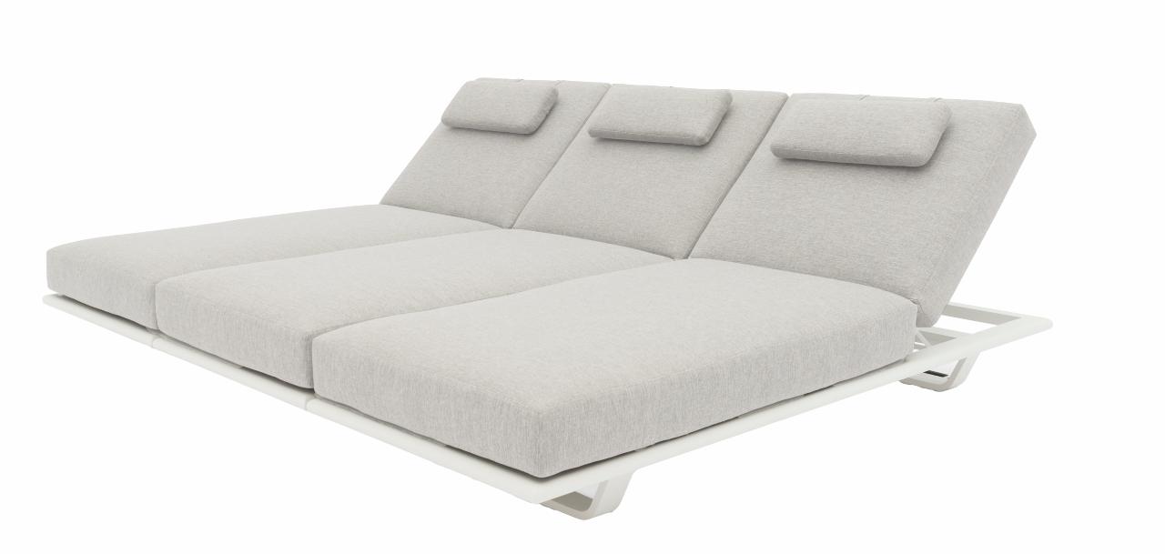 STAY FLEX triple sunlounger stone/ white frame