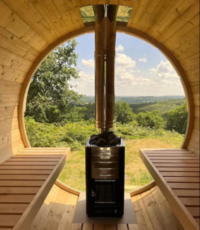 Full glass wall for Barrel Sauna