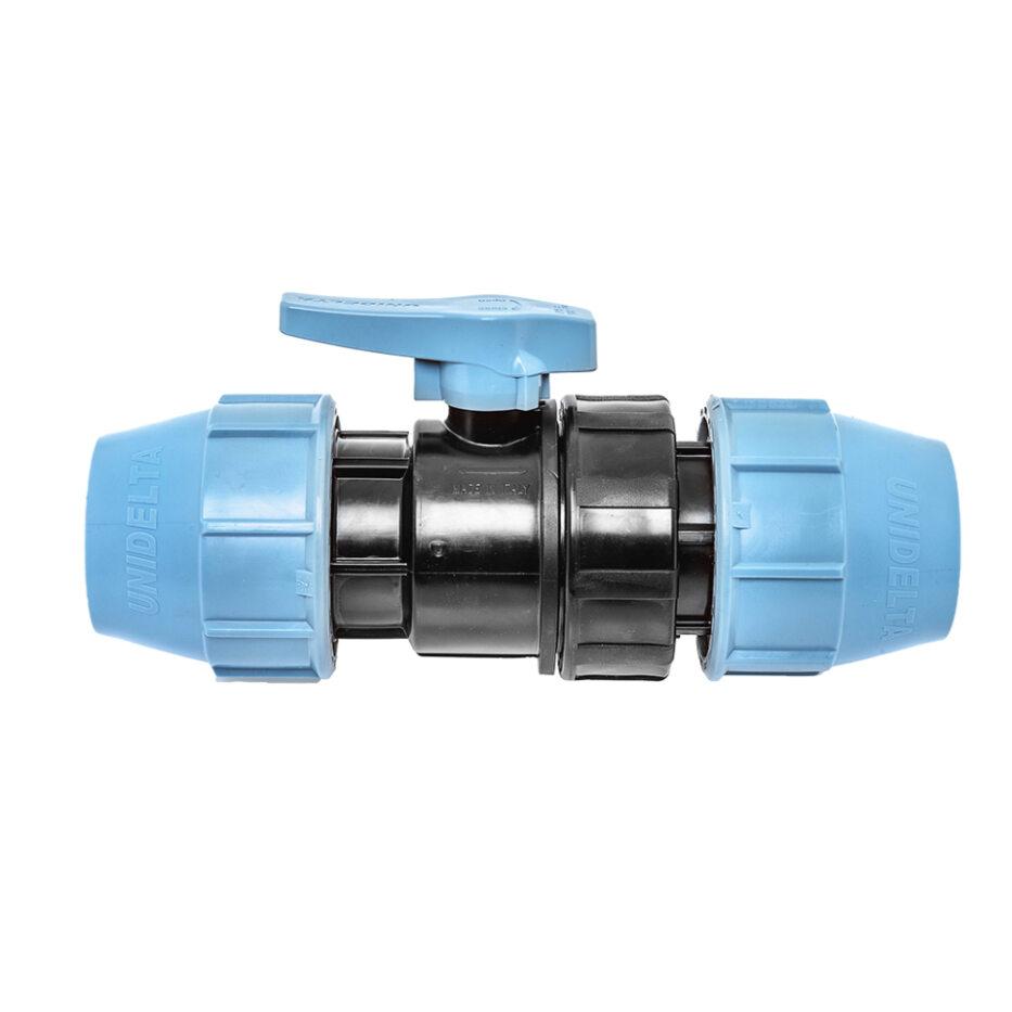 Quick coupling compression ball valve for PE Pipe Ø 50