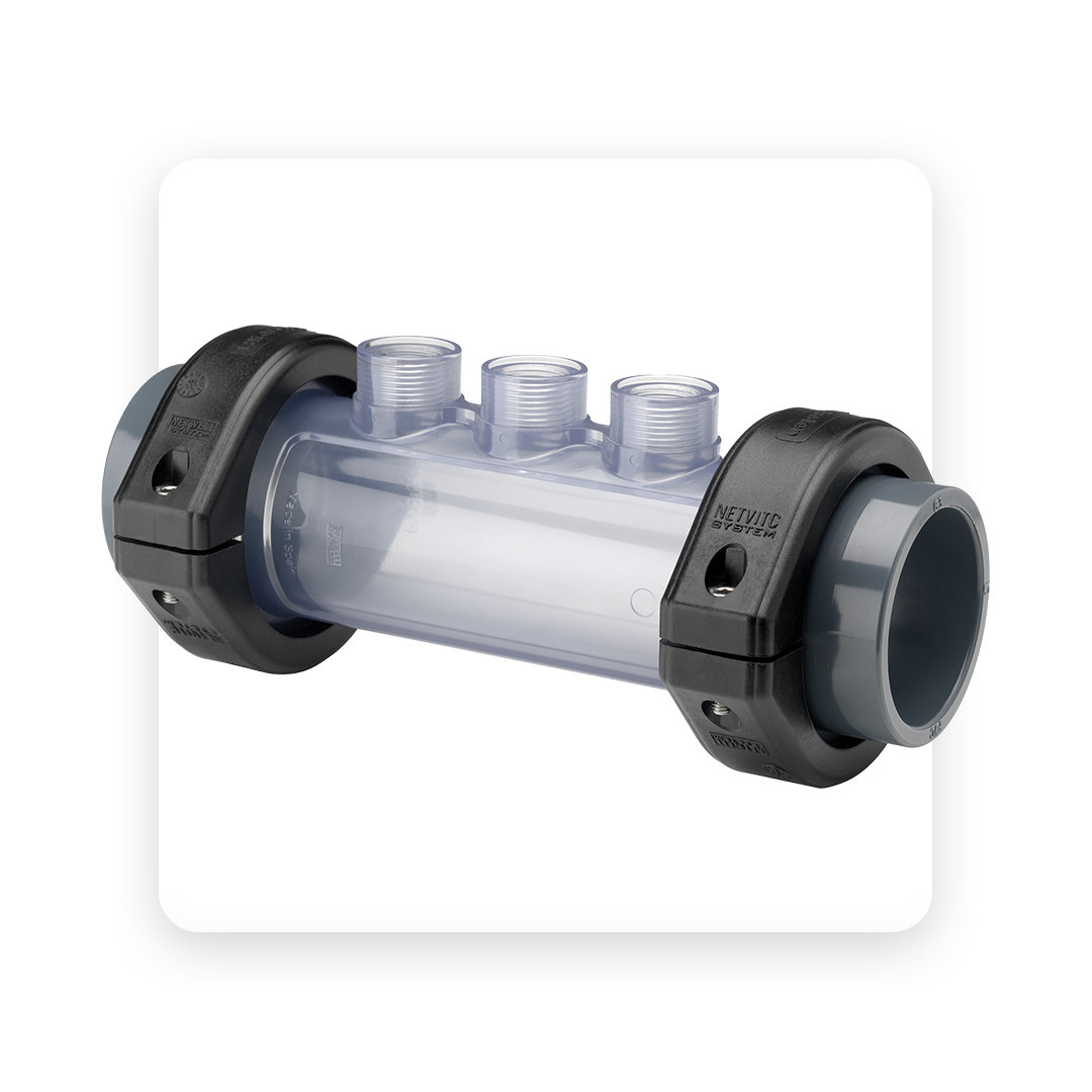 Probe holder transparent, with connection 3 x 1/2