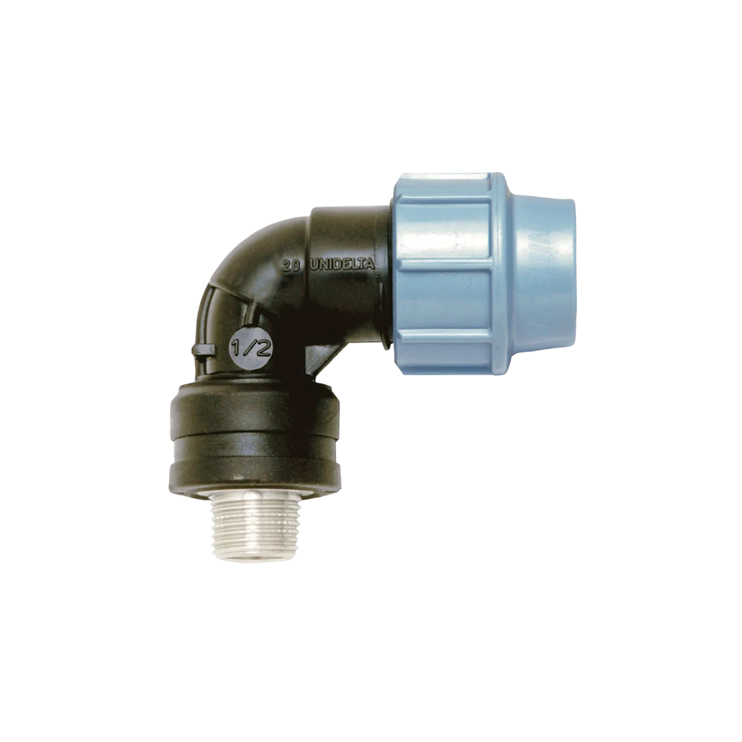 Pe Insert 90° male tee PE fitting with brass threaded insert